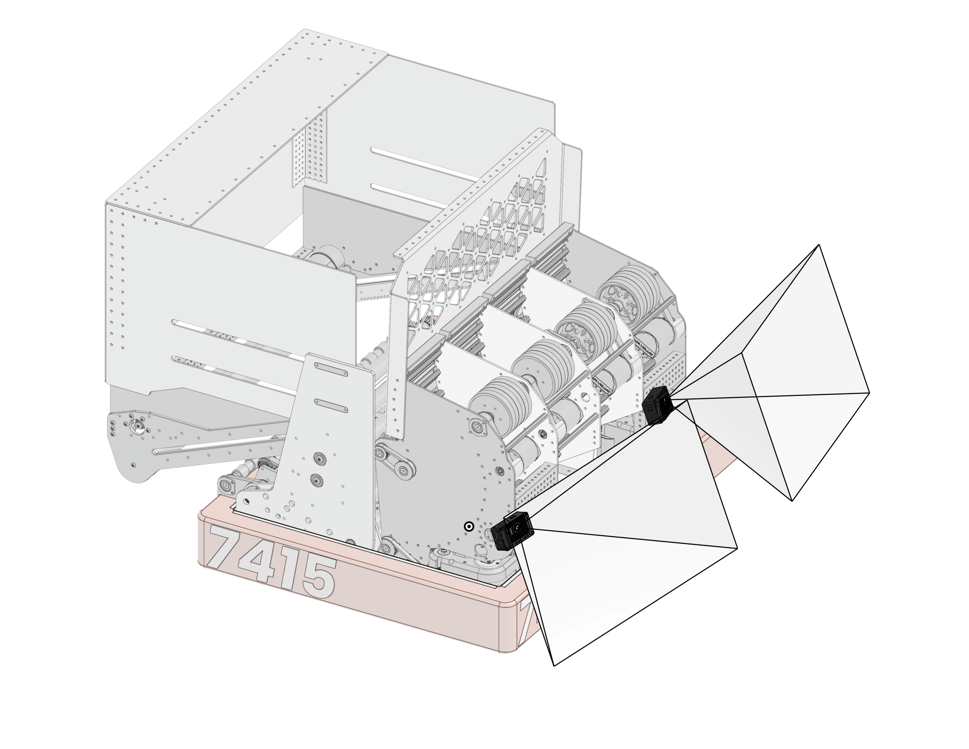 Top-down view of dual Limelight camera coverage